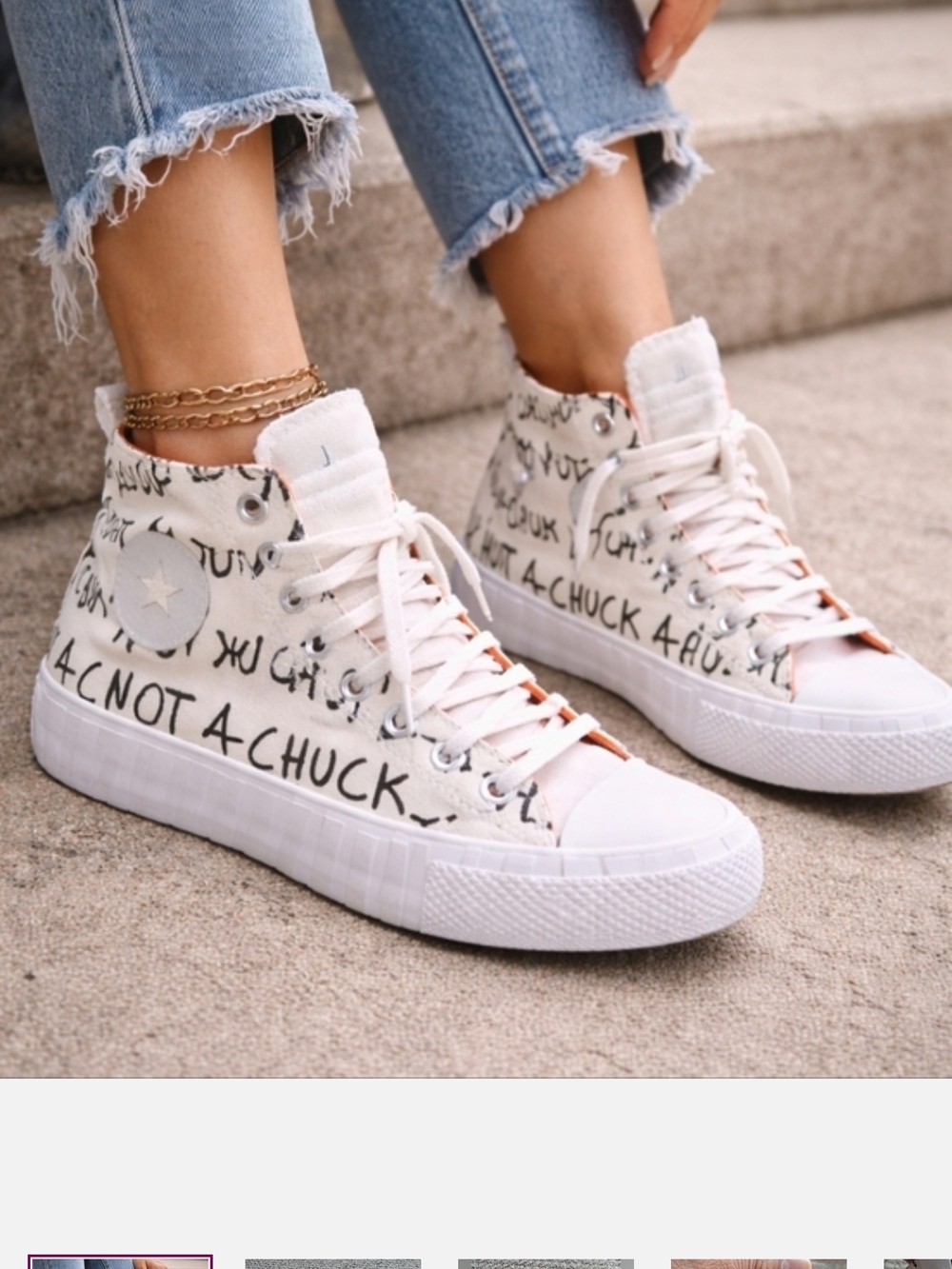 Converse Chuck Taylor High Top Kids Graphic “Not A Chuck” Sneakers Size 4 Youth